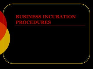 BUSINESS INCUBATION
PROCEDURES
 
