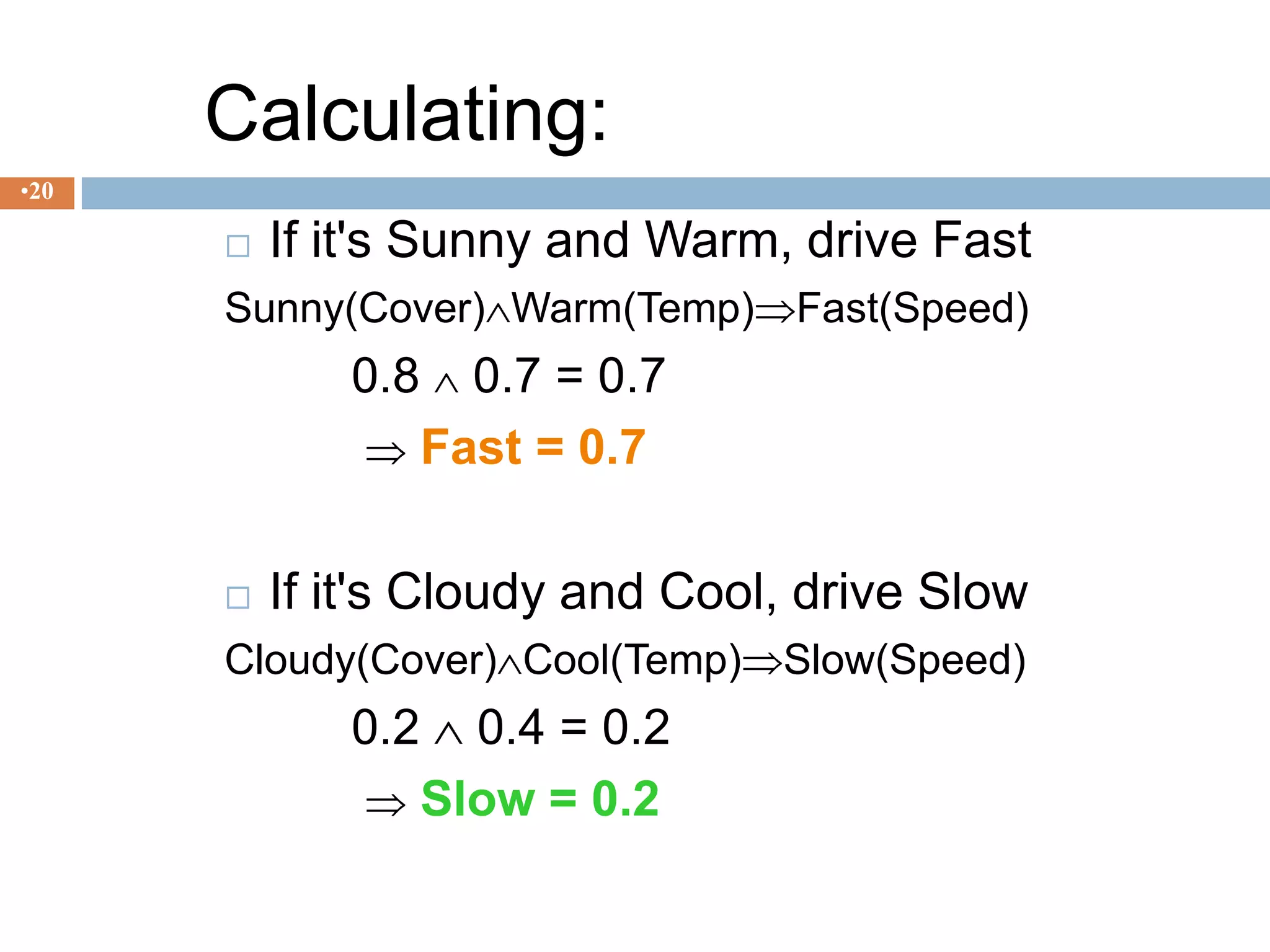 Fuzzy logic uses the continuum of logical values between 0 (completely false) and 1 (completely true).Boolean(crisp)Fuzzy4