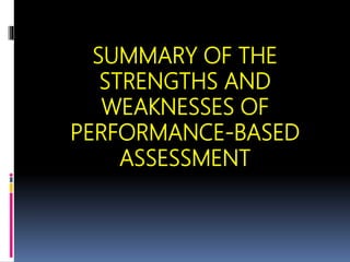 The Nature of Performance-Based Assessment (Assessment of Learning 2 ...