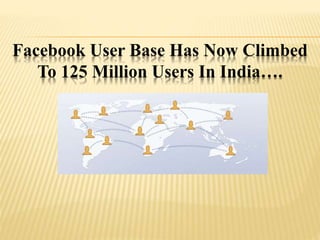 Facebook User Base Has Now Climbed
To 125 Million Users In India….
 