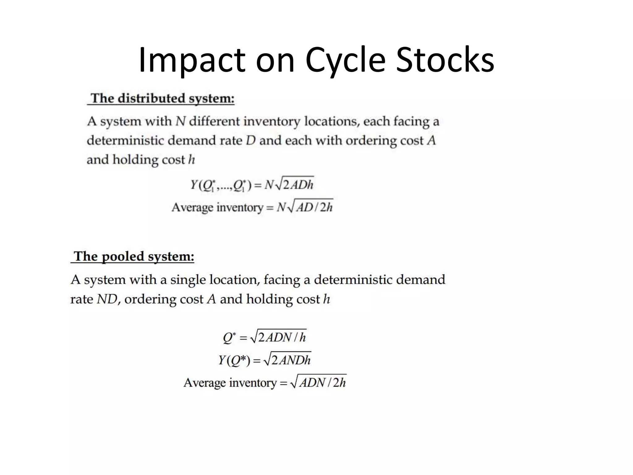 Impact on Cycle Stocks
 