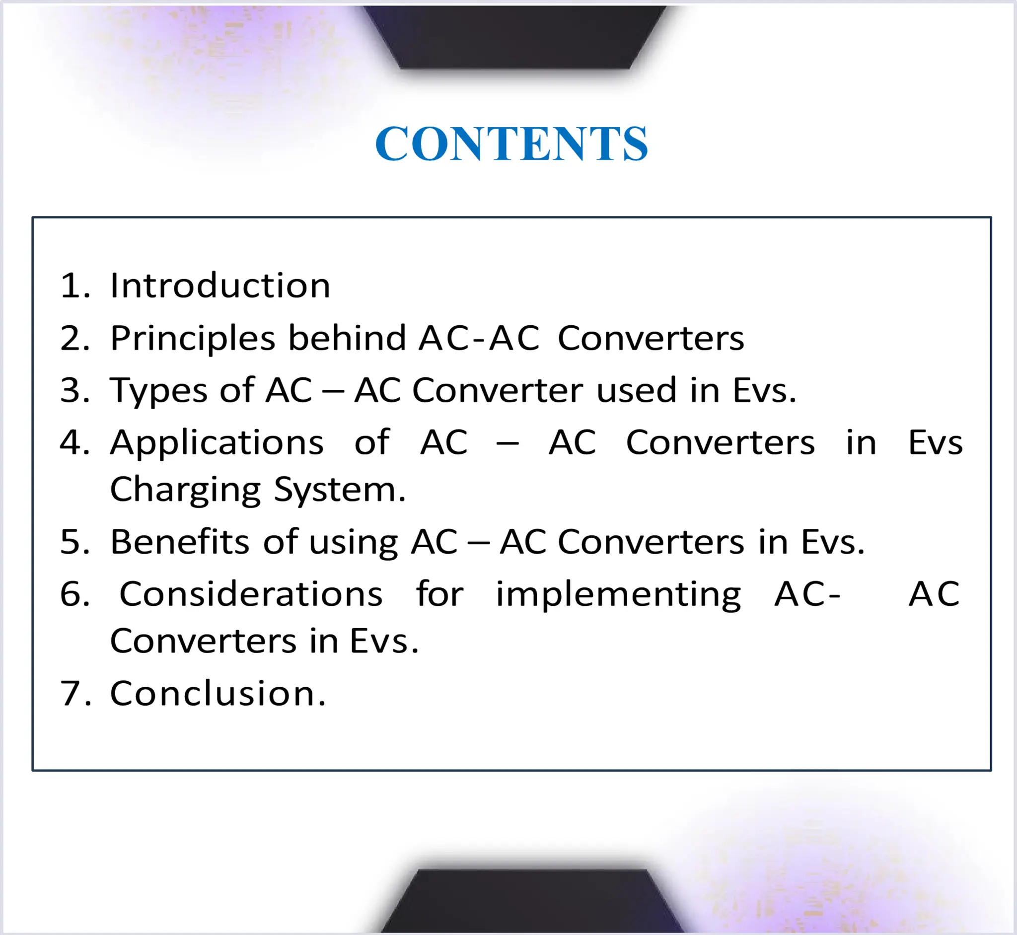 AC- AC Converters for EVs Principles. Types, and Applications | PPTX