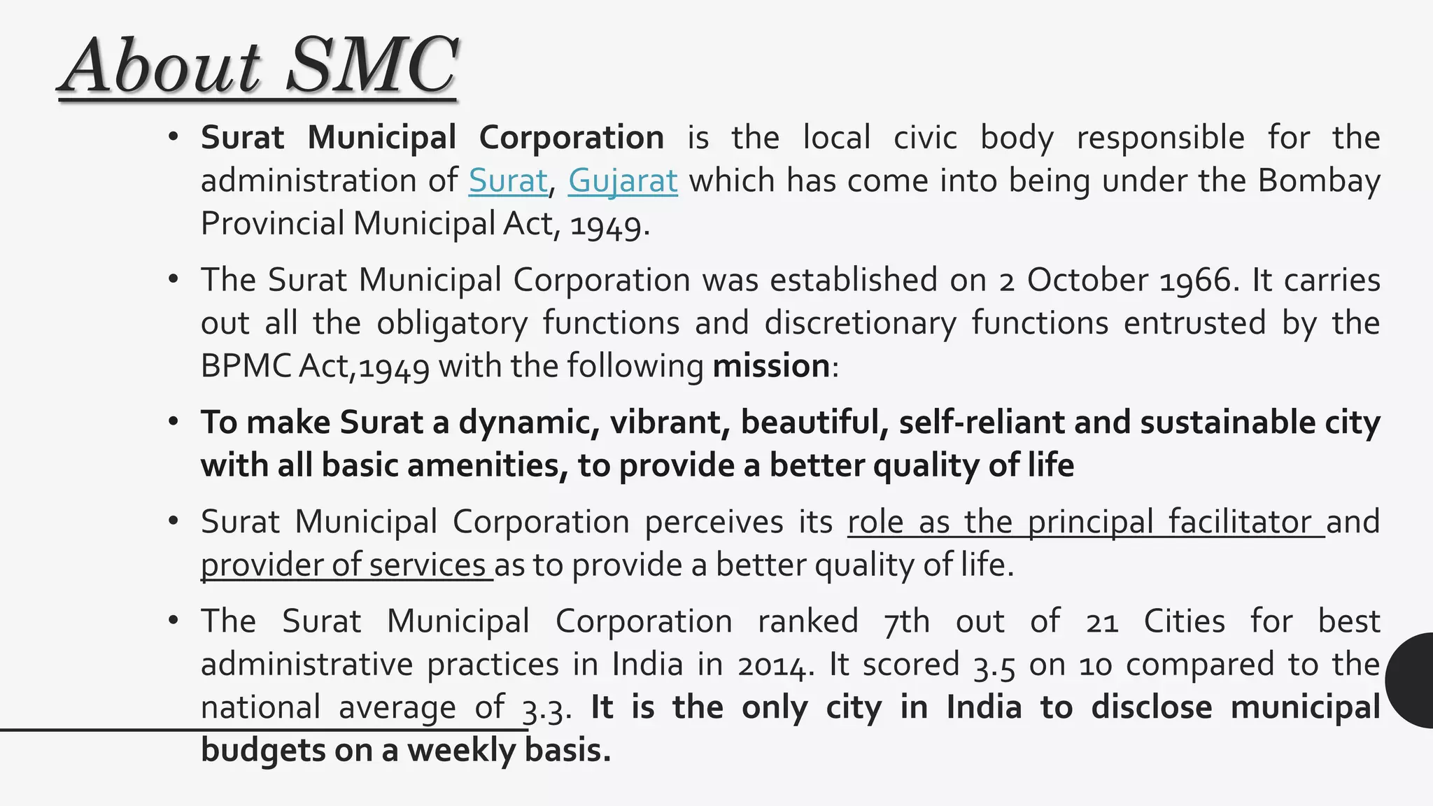 urban governance structure of SURAT MUNICIPAL CORPORATION PDF