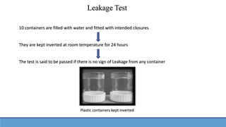 Quality control test for containers and closure Pratik Ghive | PPTX