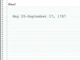 When? May 25—September 17, 1787 