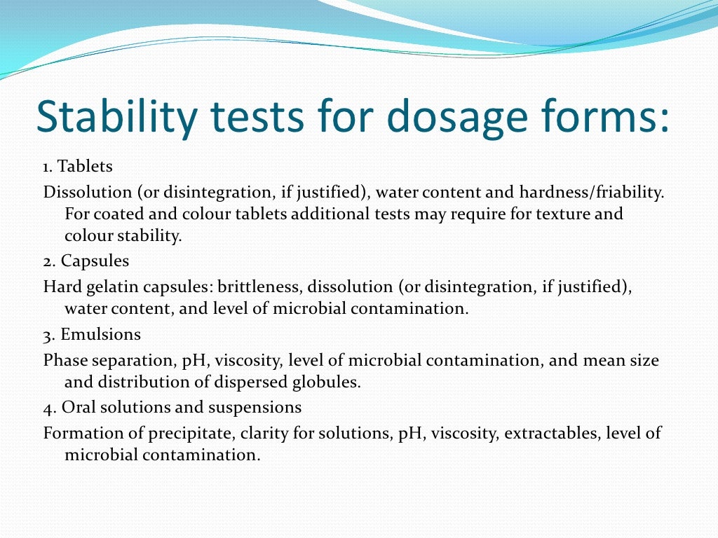 stability tests for pharmaceutical products