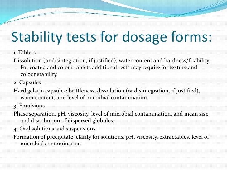 stability tests for pharmaceutical products