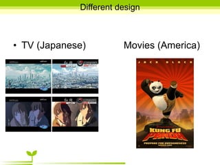 Different design TV (Japanese)  Movies (America) 