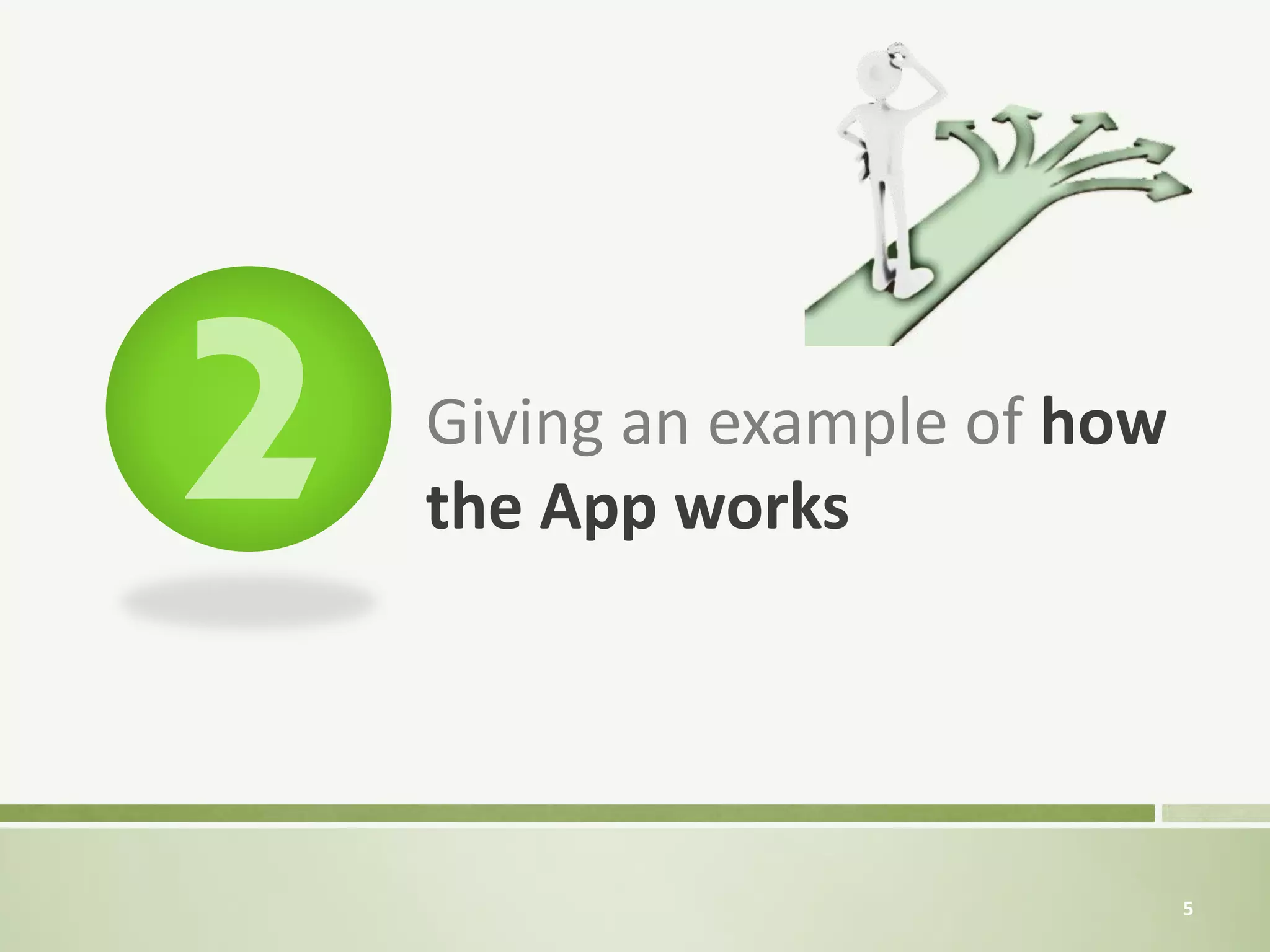 Giving an example of how
the App works




                           5
 