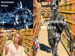 Terminator
Vision




+            =Augmented
              Reality
Ordinary
Reality
 