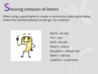 Forming plurals of lowercase letters:
• Apostrophes are also used to form plurals of letters which appear in
  lowercase “...