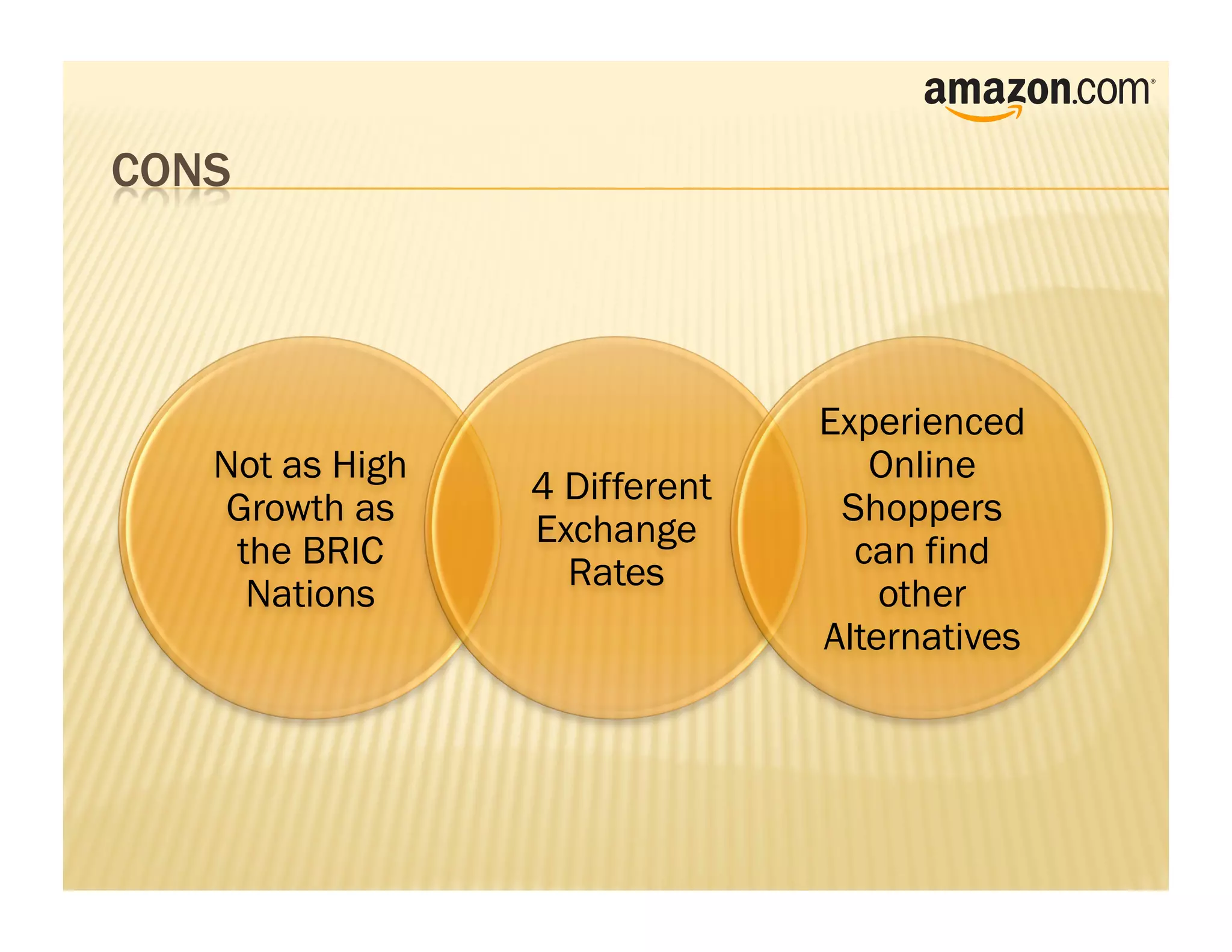 Experienced
Not as High                    Online
              4 Different
Growth as                    Shoppers
              Exchange
 the BRIC                     can find
                Rates
  Nations                       other
                            Alternatives
 