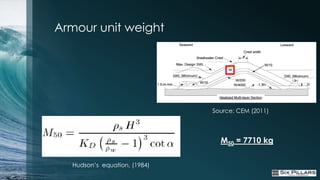 Armour unit weight




                              Source: CEM (2011)




                                M50 = 7710 kg


  Hudson’s equation, (1984)
 