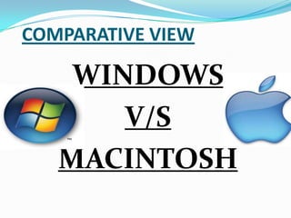 COMPARATIVE VIEW
WINDOWS
V/S
MACINTOSH
 