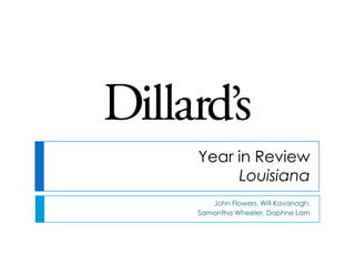 Year in Review
     Louisiana
   John Flowers, Will Kavanagh,
Samantha Wheeler, Daphne Lam
 