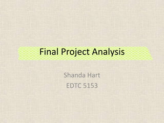 Final Project Analysis
Shanda Hart
EDTC 5153
 