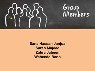 Sana Hassan Janjua
Sarah Majeed
Zahra Jabeen
Waheeda Bano
 