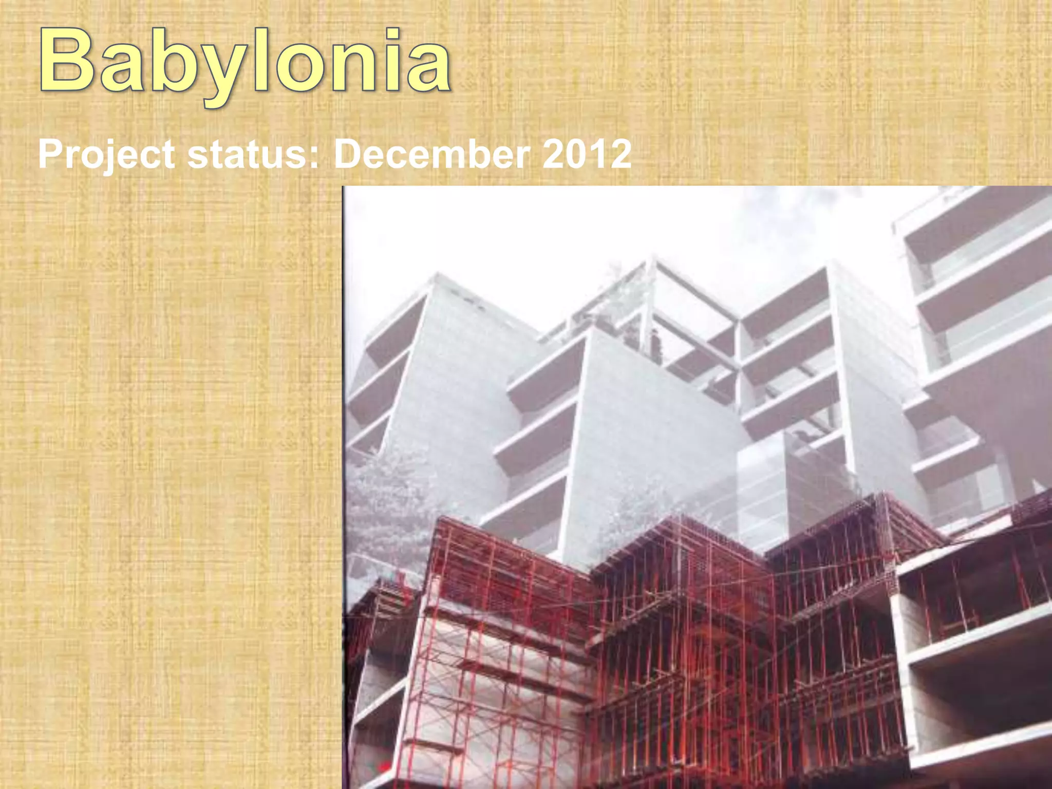 Project status: December 2012
 