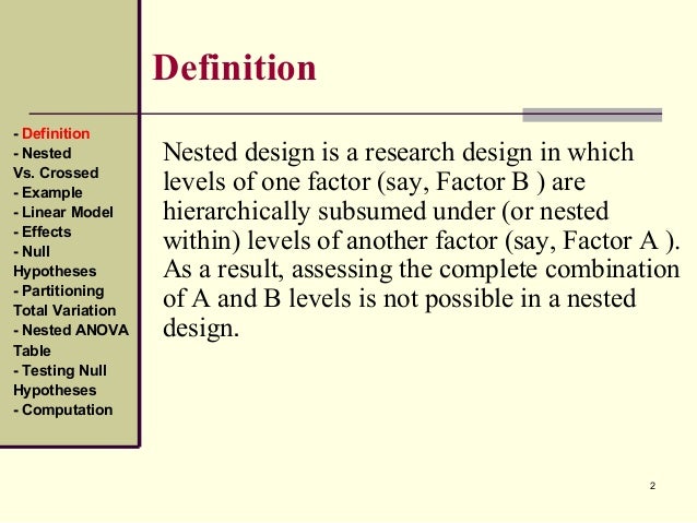 NESTED DESIGNS