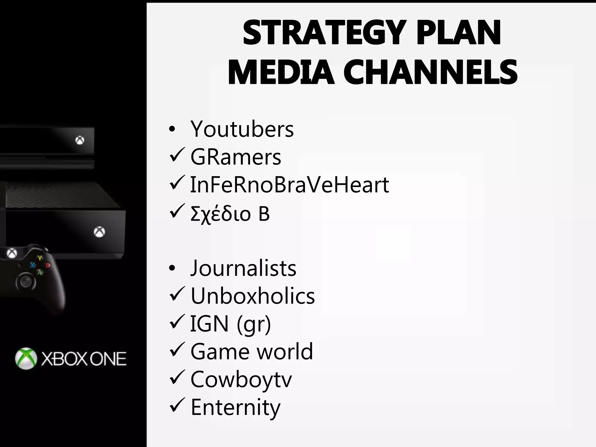 • Youtubers
 GRamers
 InFeRnoBraVeHeart
 Σχέδιο Β
• Journalists
 Unboxholics
 IGN (gr)
 Game world
 Cowboytv
 Enternity
 