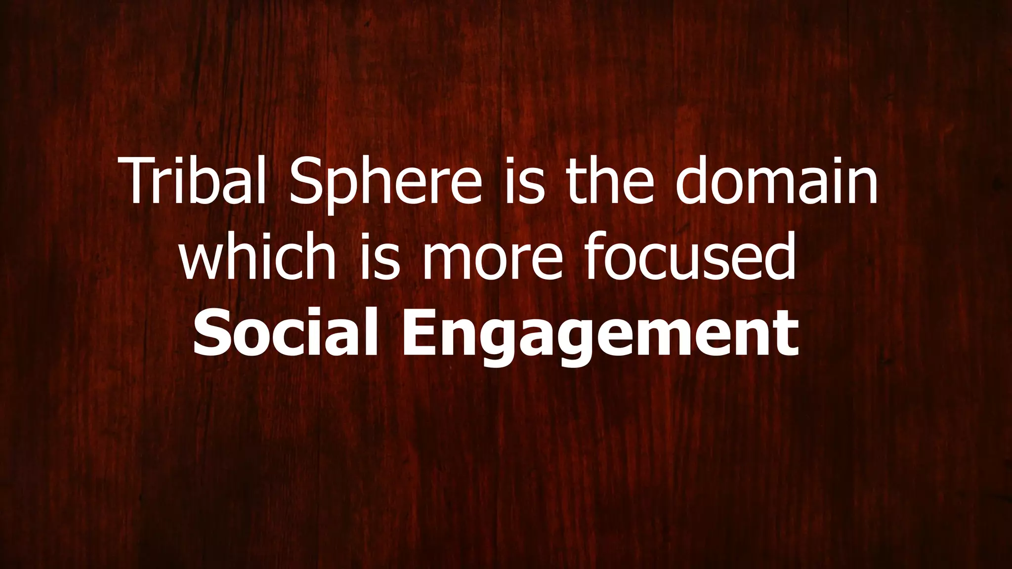 Tribal Sphere is the domain
which is more focused
Social Engagement
 