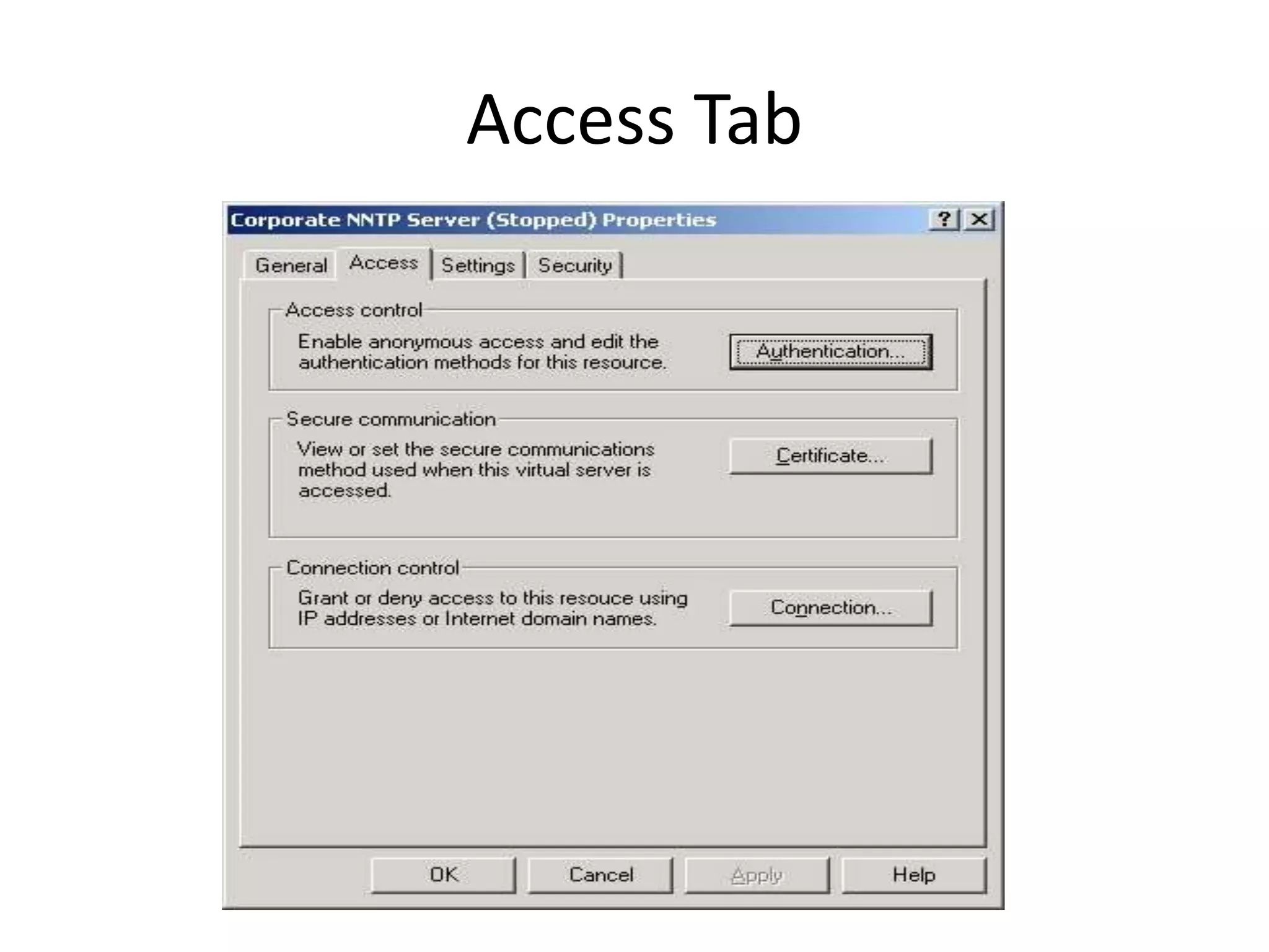 Access Tab
 