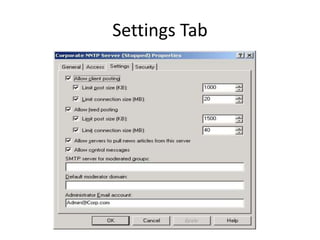 Settings Tab
 