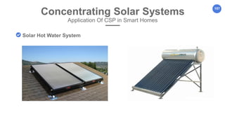 107
Concentrating Solar Systems
Application Of CSP in Smart Homes
Solar Hot Water System
 