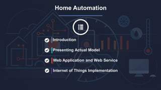 Home Automation
Introduction
Presenting Actual Model
Web Application and Web Service
Internet of Things Implementation
 