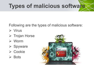 MALICIOUS SOFTWARE VIRUS WORM TROJAN HORSE ANTI VIRUS | PPTX