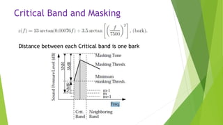 Critical Band and Masking
Distance between each Critical band is one bark
 
