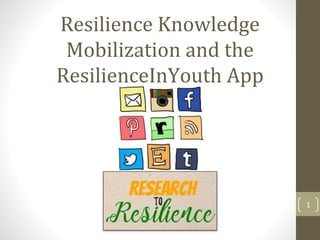 Resilience Knowledge
Mobilization and the
ResilienceInYouth App
1
 