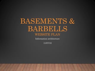 BASEMENTS &
BARBELLS
WEBSITE PLAN
Information architecture
11/07/18
 