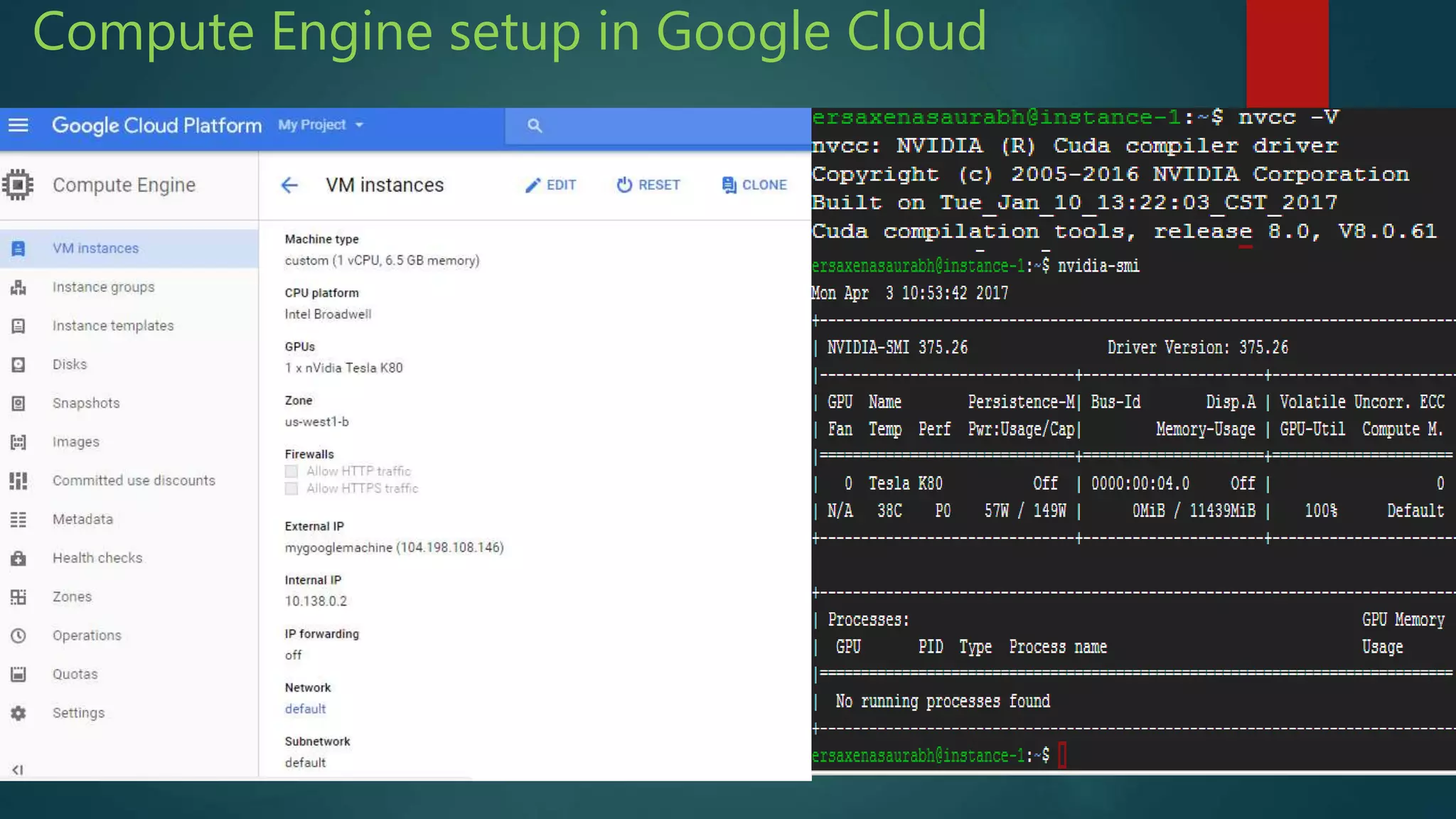 Compute Engine setup in Google Cloud
 