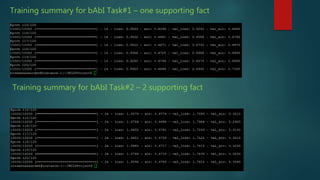 Training summary for bAbI Task#1 – one supporting fact
Training summary for bAbI Task#2 – 2 supporting fact
 
