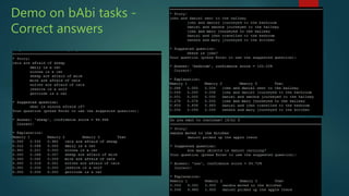 Demo on bAbi tasks -
Correct answers
 