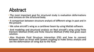 Modeling and Structural Analysis of a Wing [FSI ANSYS&MATLAB] | PPTX