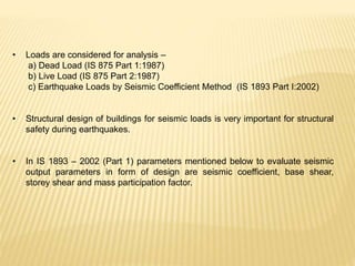 seismic analysis of structures presentation | PPTX