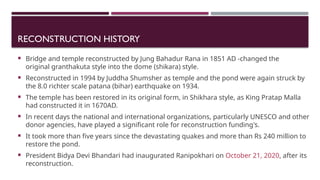 Post-Earthquake Reconstruction of Kasthamandap and Heritage Temples in ...