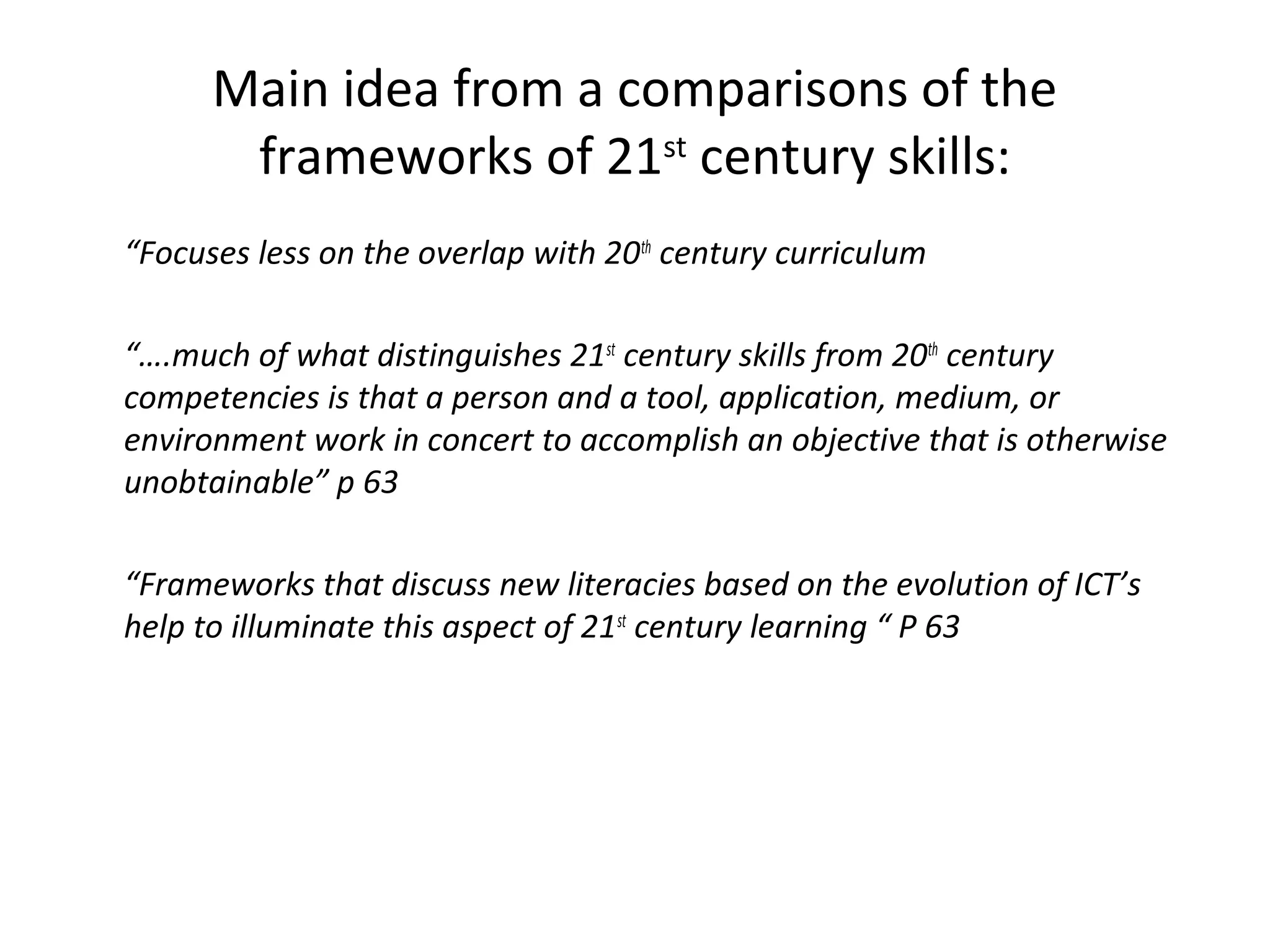 Final presentation comparing frameworks for 21st century skills | PPT
