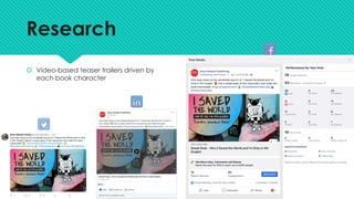 Research
š Video-based teaser trailers driven by
each book character
 