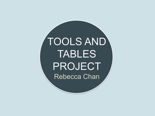 TOOLS AND
TABLES
PROJECT
Rebecca Chan

 