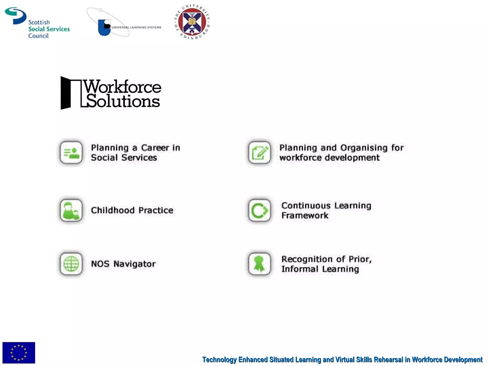 Technology Enhanced Situated Learning and Virtual Skills Rehearsal in Workforce Development 