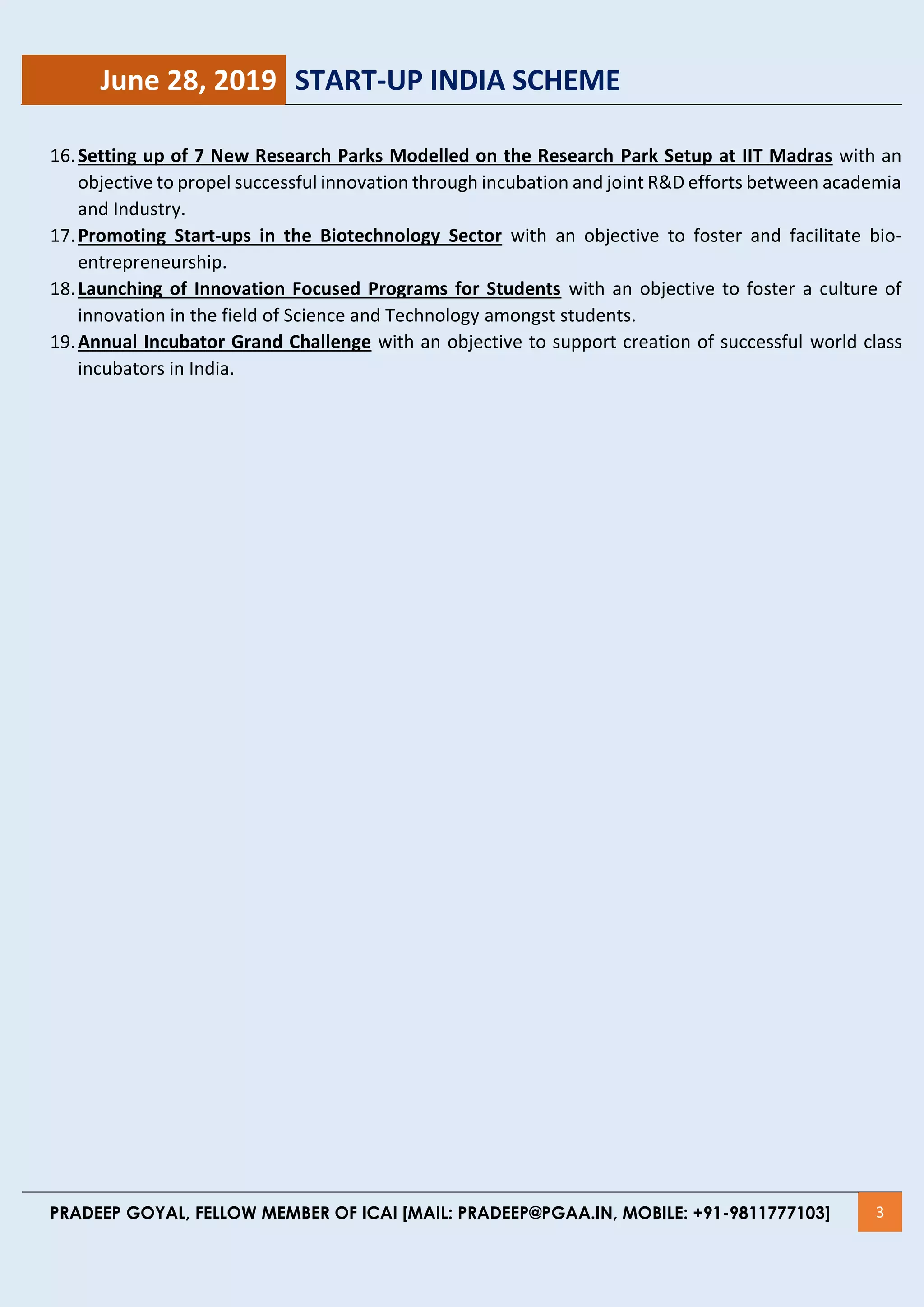 START-UP INDIA SCHEME | CURRENT STATUS | PDF