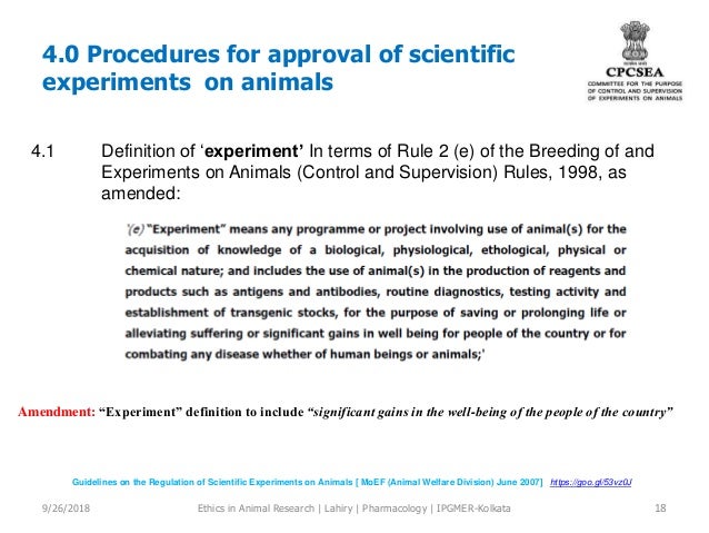 Ethical issues in animal experimentation (with emphasis on