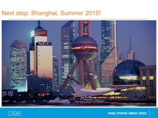Next stop: Shanghai, Summer 2015!
 