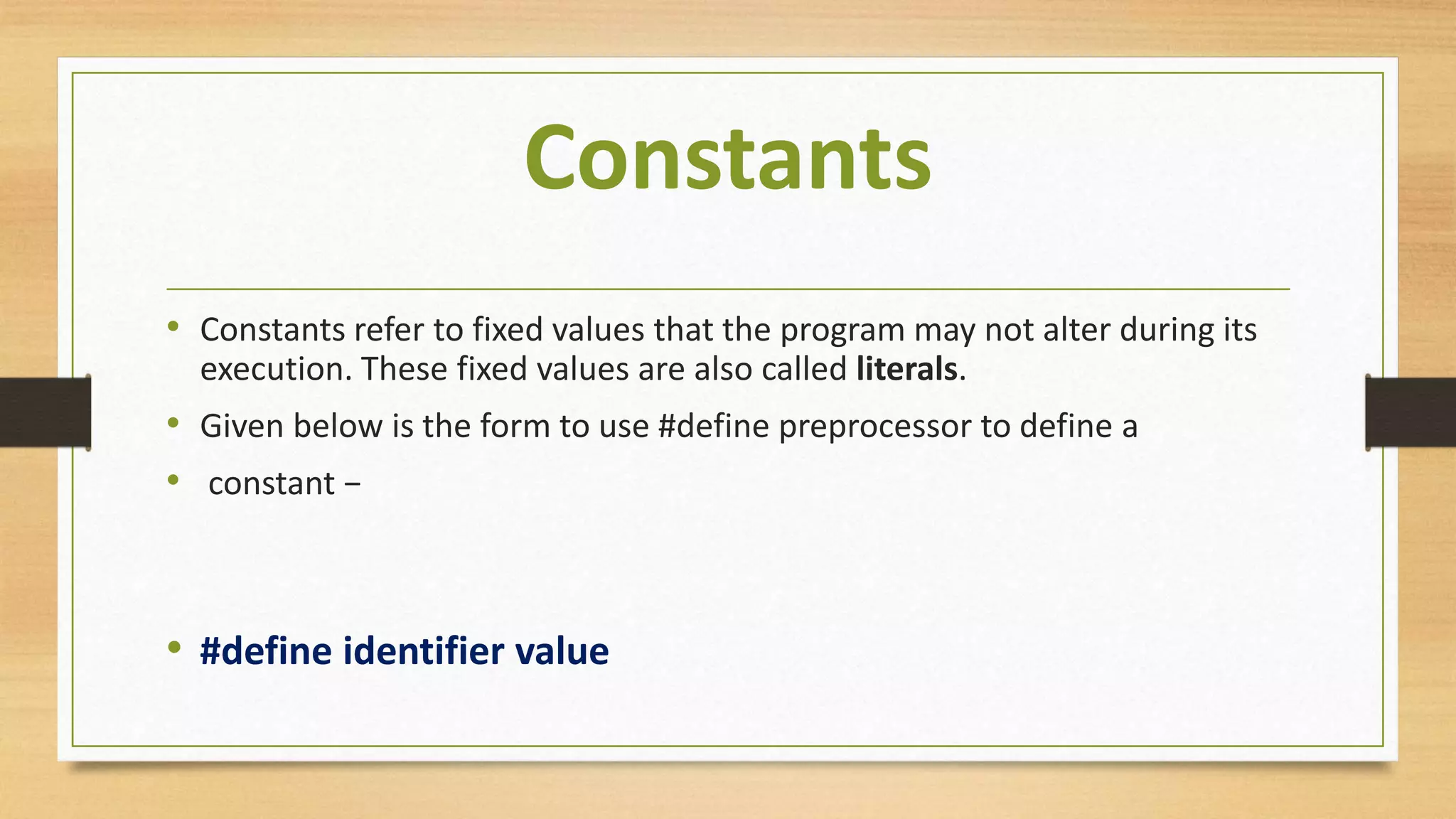 Basic C Structure and related terms with example | PPT