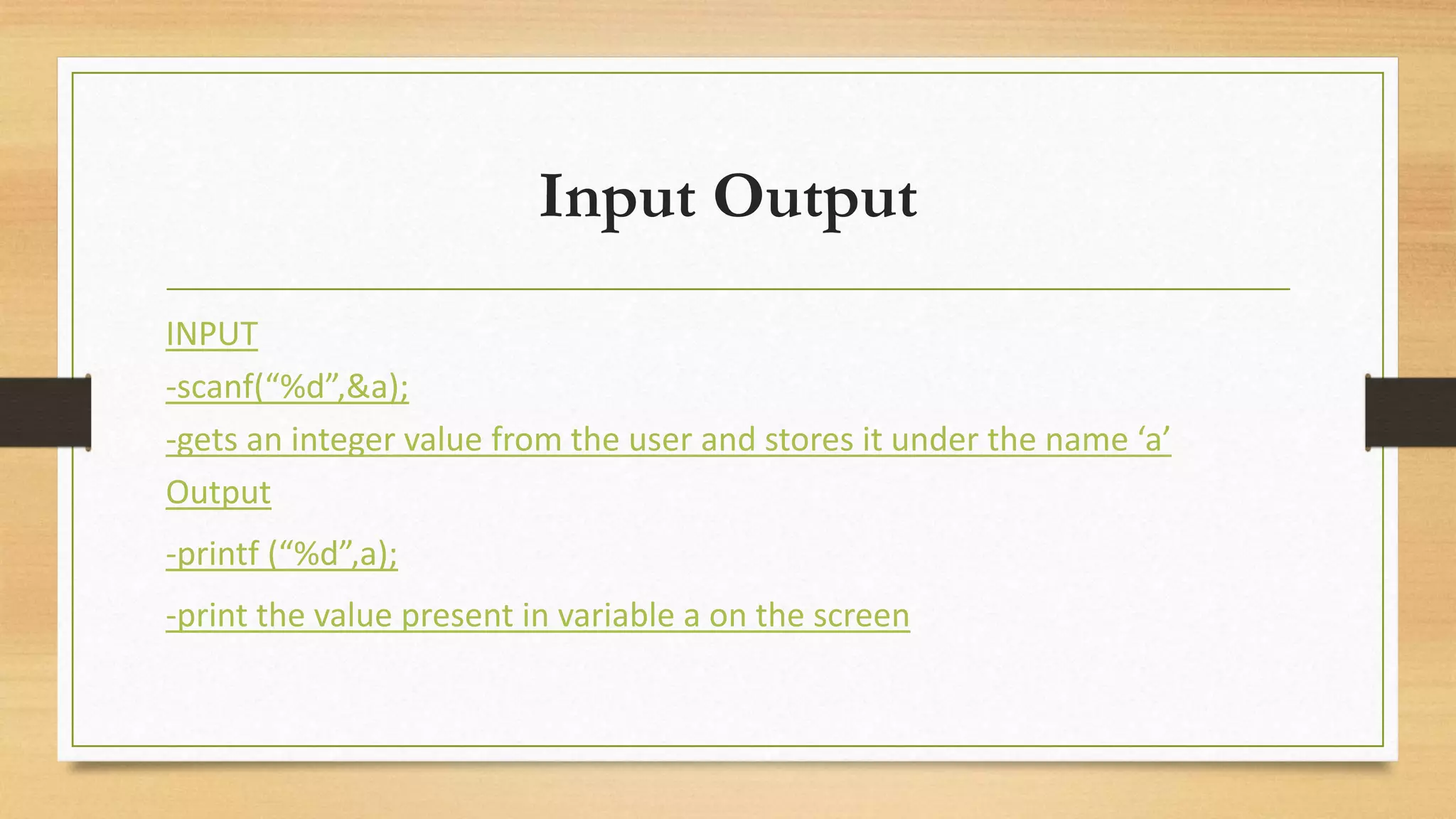 Basic C Structure and related terms with example | PPT