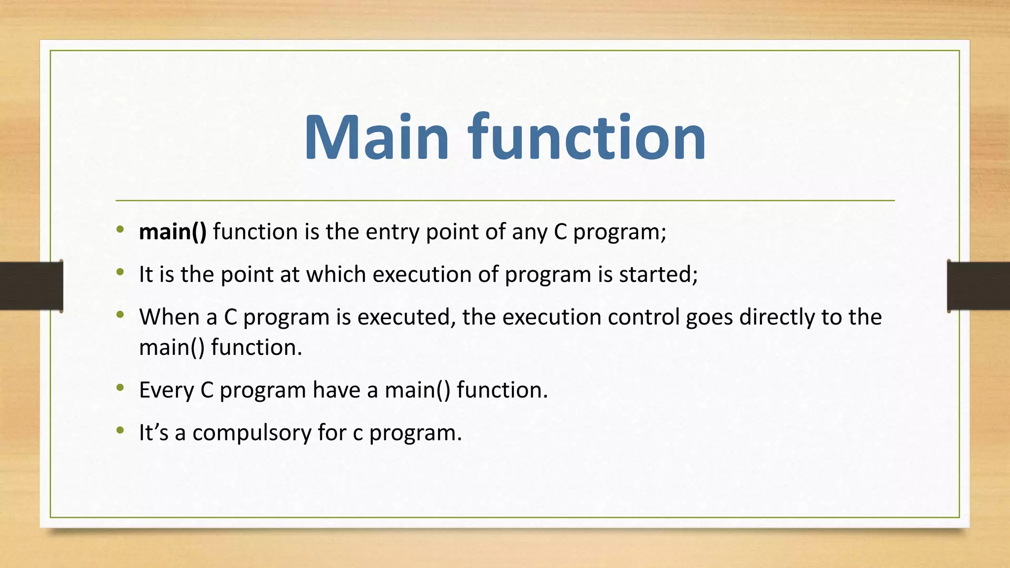 Basic C Structure and related terms with example | PPTX