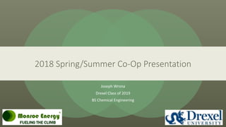Joseph Wrona
Drexel Class of 2019
BS Chemical Engineering
2018 Spring/Summer Co-Op Presentation
 